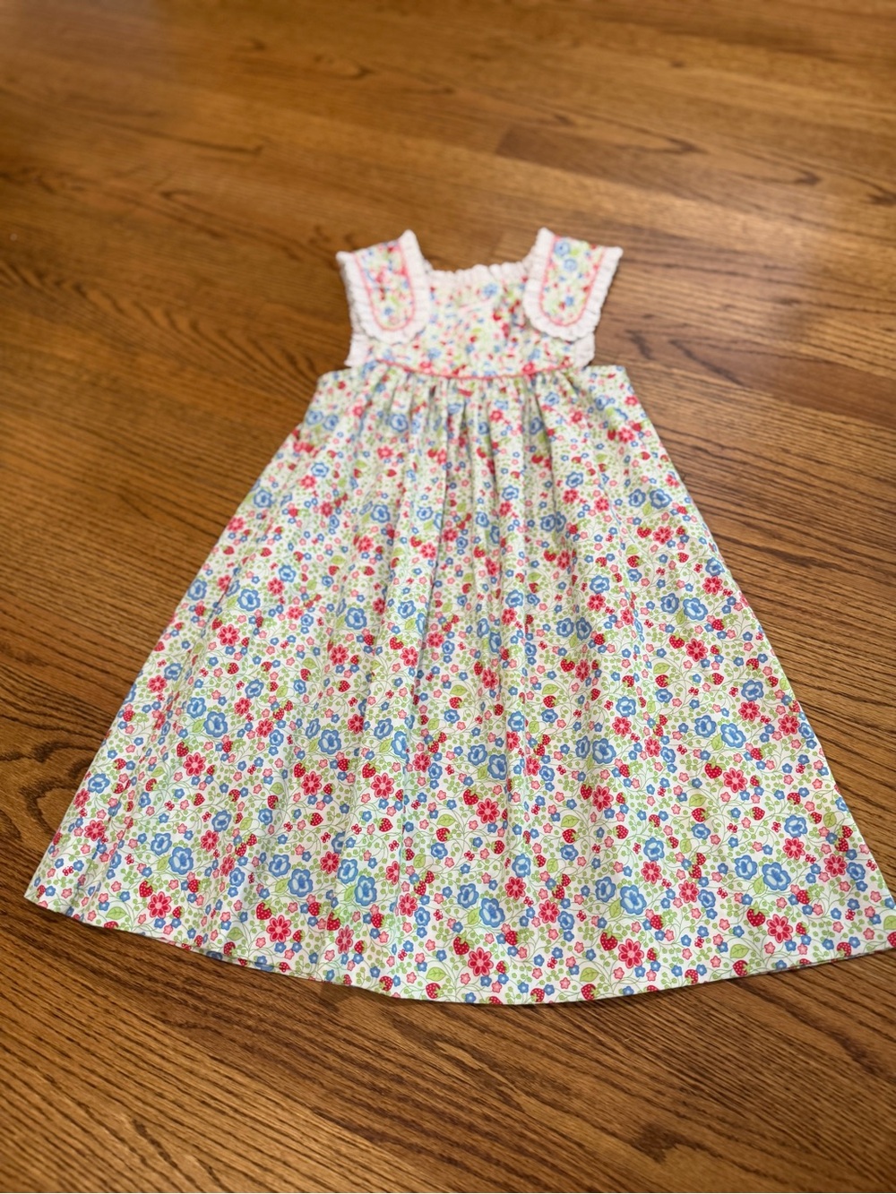 Girls Floral Smocked Sundress in Pink, Blue & Green